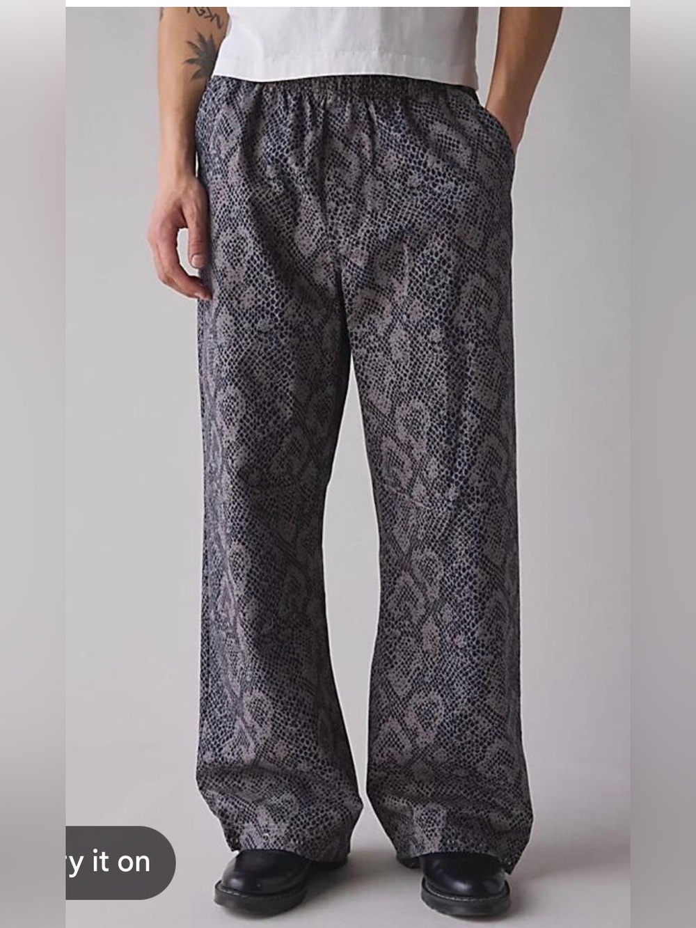 BDG Gray Snake-Print Wide Leg Pants